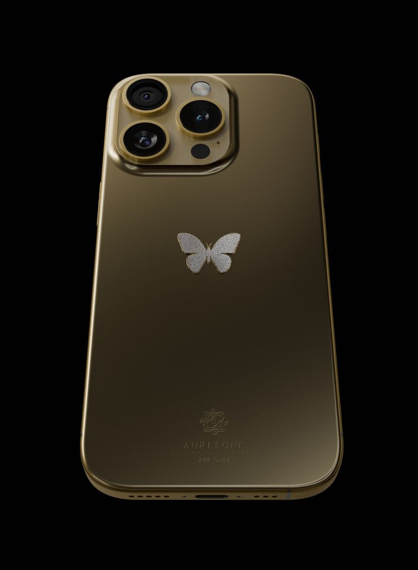 butterfly emblem on gold iPhone