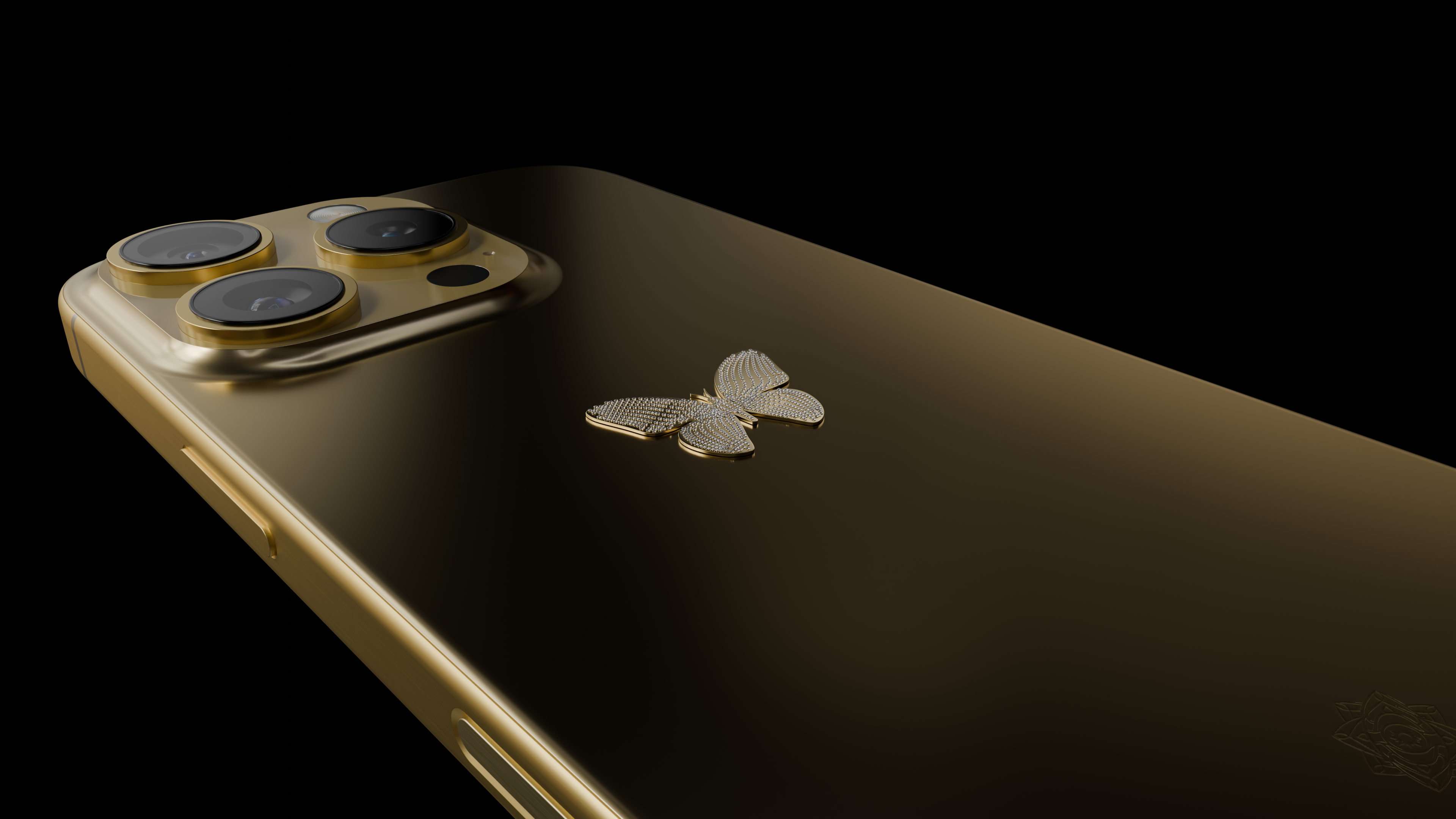 24k Gold iPhone 16 Pro : Butterfly Emblem