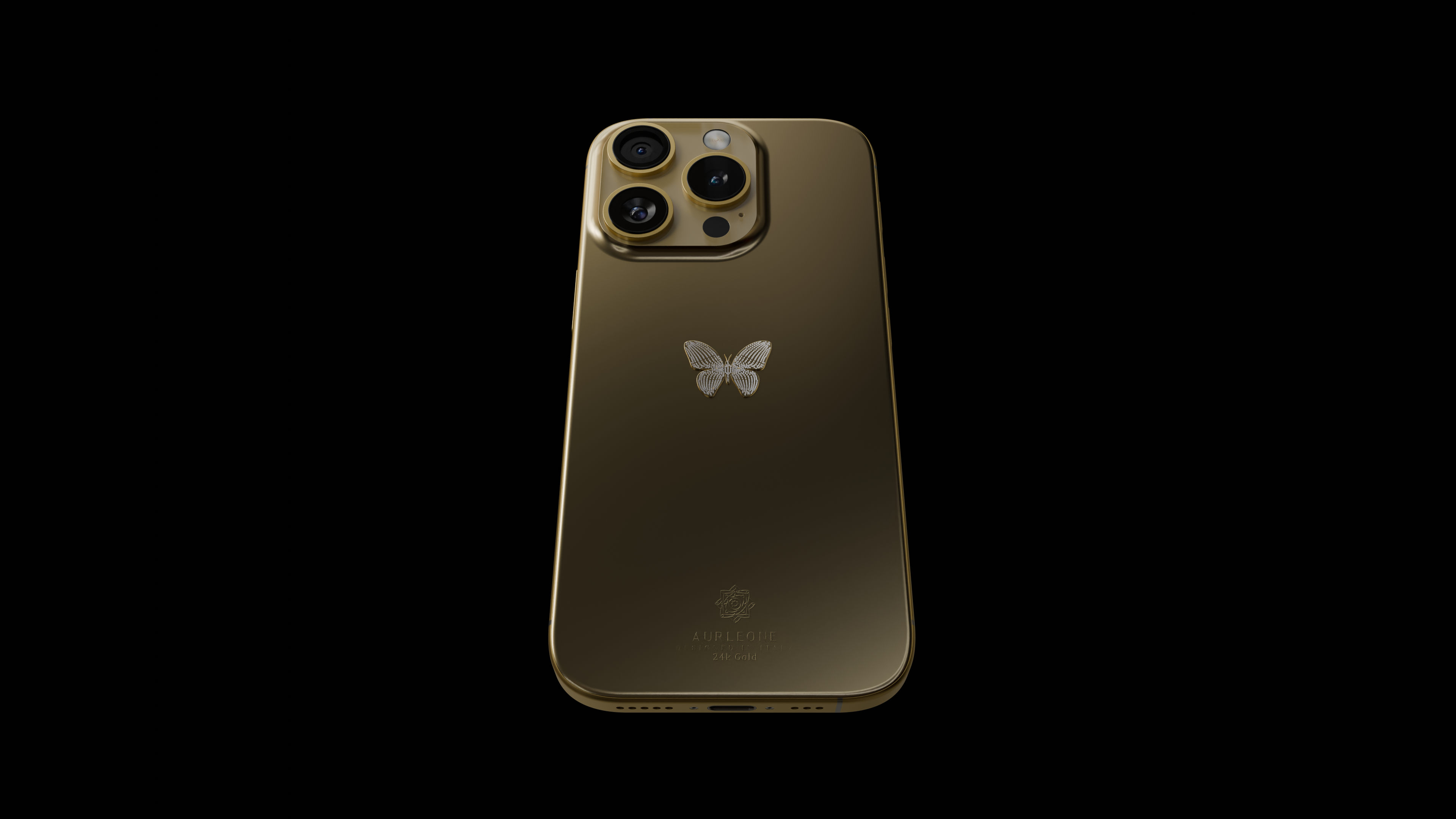 24k Gold iPhone 16 Pro : Butterfly Emblem